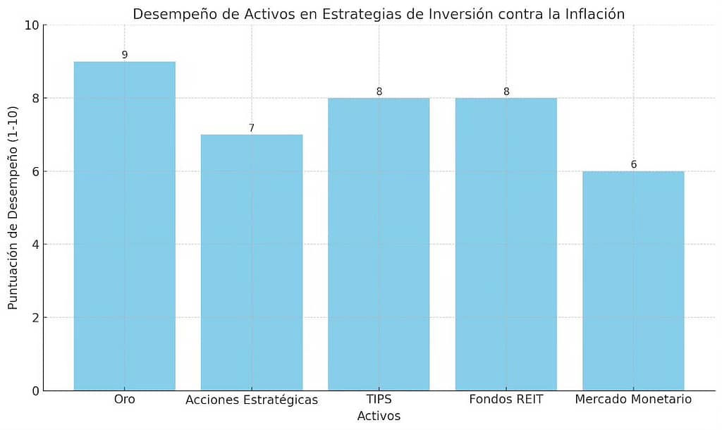 Gráfico que muestra diferentes Estrategias de Inversión contra la Inflación.