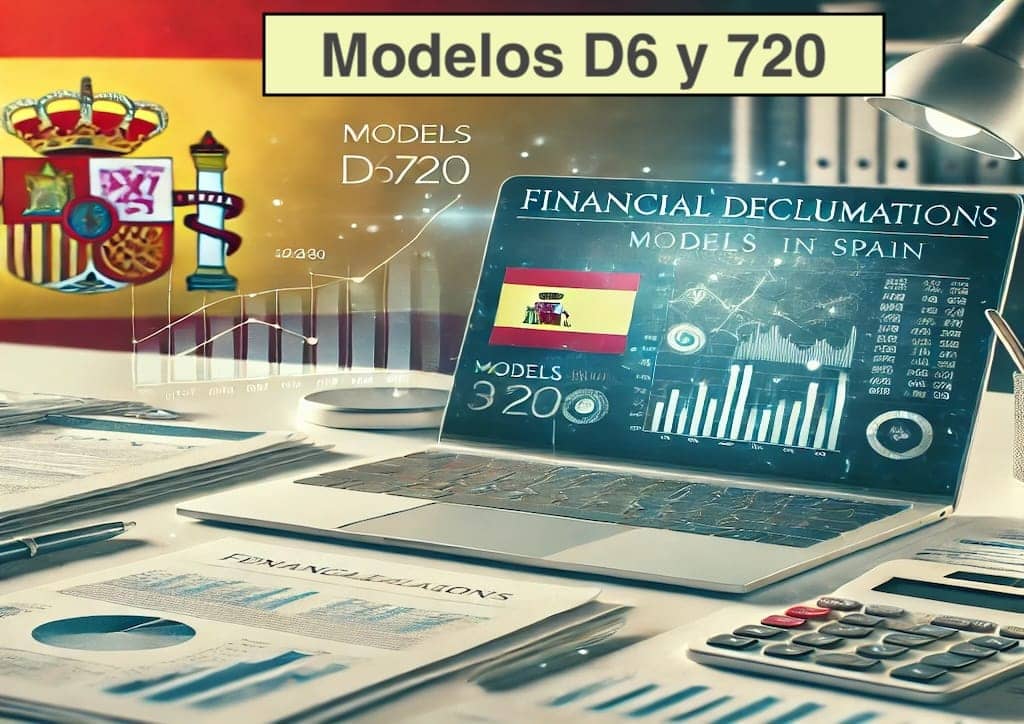 Portada profesional para un artículo sobre los Modelos D6 y 720, con elementos financieros y contexto español.