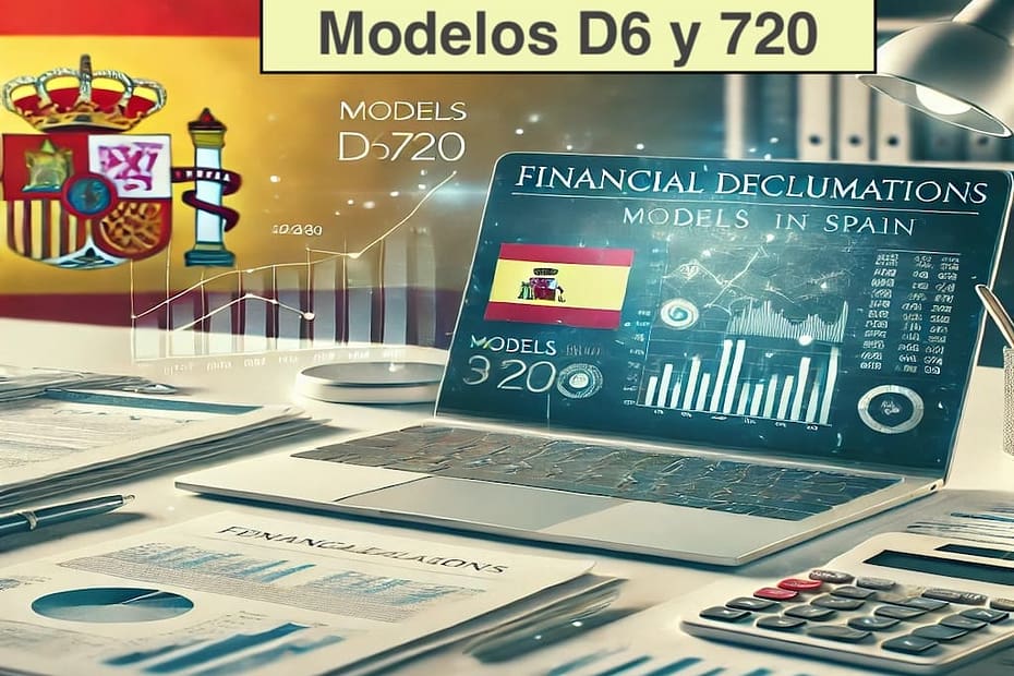 Portada profesional para un artículo sobre los Modelos D6 y 720, con elementos financieros y contexto español.