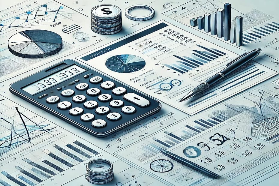 Gráficos financieros y documentos analíticos que ilustran el ROIC en un contexto de inversión profesional.